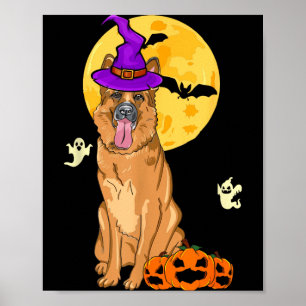 Fawn German Shepherd Witch Halloween Costume Dog Poster