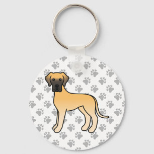 Fawn Great Dane Cute Cartoon Dog Keychain