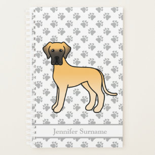 Fawn Great Dane Cute Cartoon Dog & Text Planner