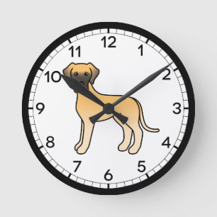 Fawn Great Dane Dog Cartoon Illustration Design Round Clock