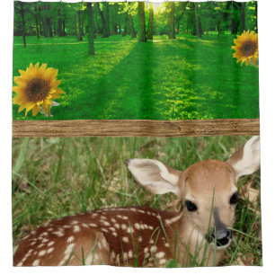 fawn green grass showercurtain
