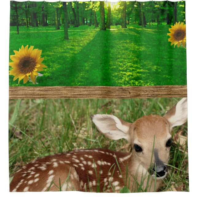 fawn green grass showercurtain (Front)