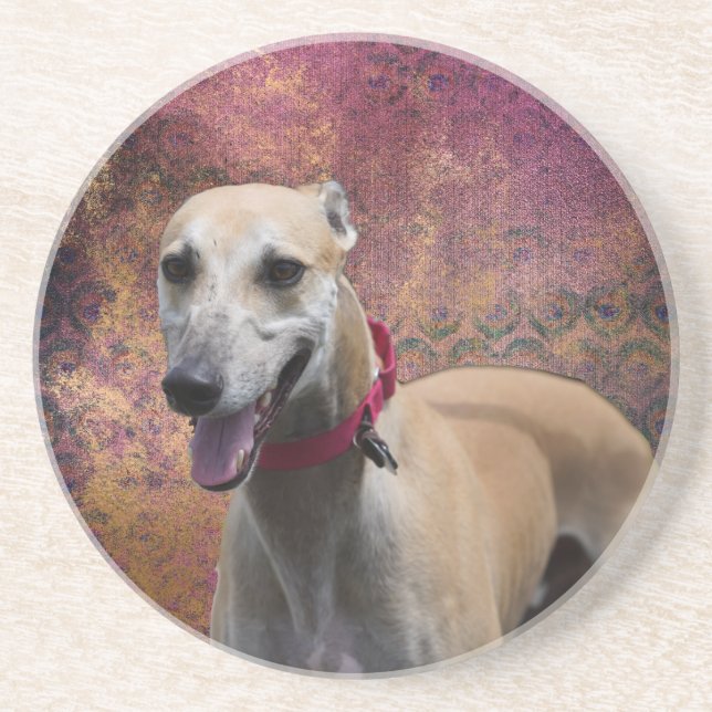 Fawn Greyhound Sandstone Coaster (Front)