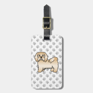 Fawn Havanese Cute Cartoon Dog & Custom Text Luggage Tag