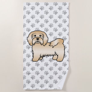 Fawn Havanese Cute Cartoon Dog Illustration Beach Towel