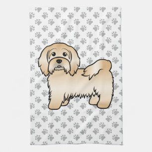 Fawn Havanese Cute Cartoon Dog Illustration Kitchen Towel
