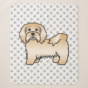 Fawn Havanese Cute Cartoon Dog Illustration Sherpa Blanket