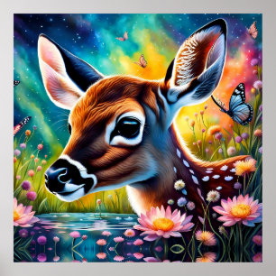 Fawn in Meadow Pond  Poster