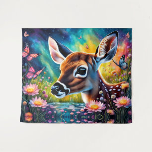 Fawn in Meadow Pond  Tapestry
