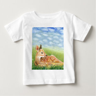 Fawn in the Grass Illustration   Baby T-Shirt
