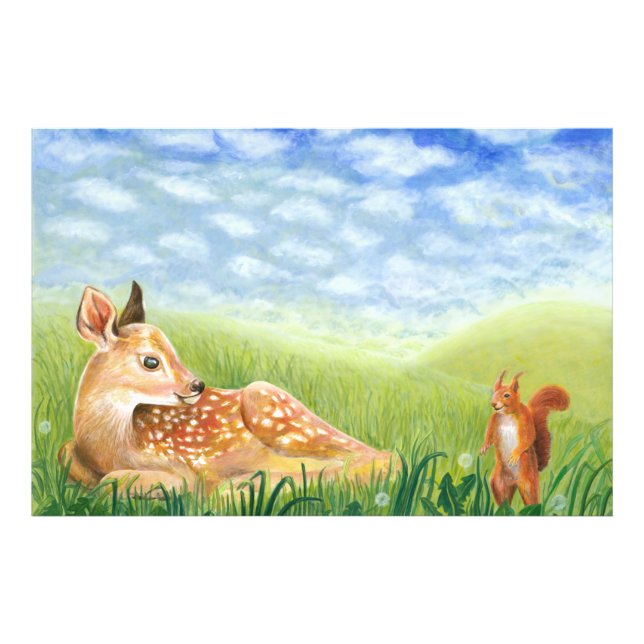 Fawn in the Grass Illustration  Photo Print (Front)