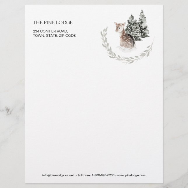 Fawn in Winter Forest  Letterhead (Front)