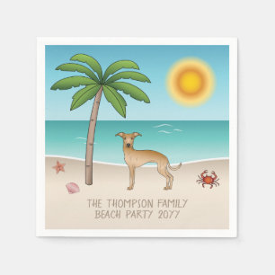 Fawn Italian Greyhound At Tropical Summer Beach Napkin