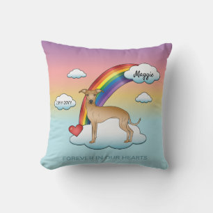 Fawn Italian Greyhound Cute Dog Rainbow Memorial Throw Pillow