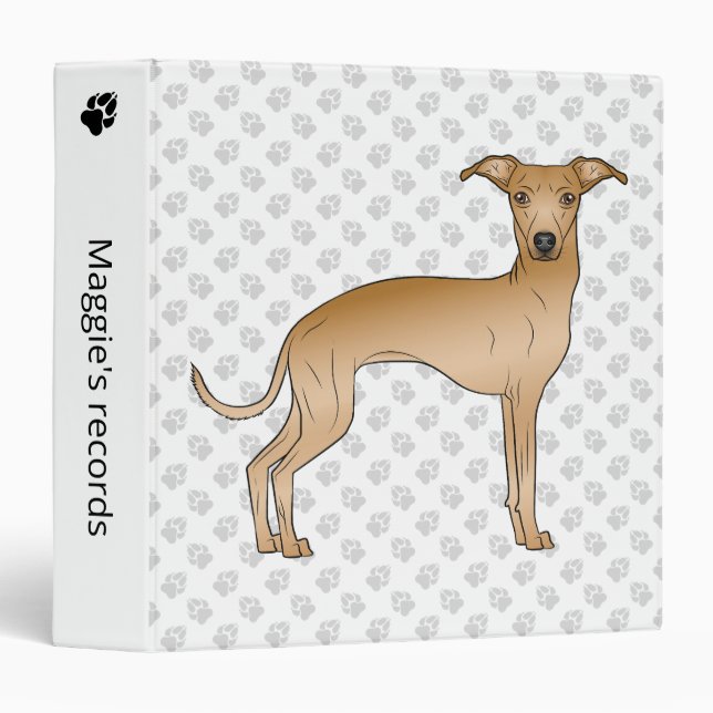 Fawn Italian Greyhound Cute Dog With Custom Text Binder (Front/Spine)