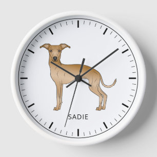 Fawn Italian Greyhound Cute Dog With Custom Text Clock