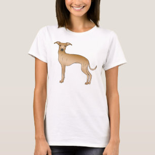 Fawn Italian Greyhound Dog Cartoon Illustration T-Shirt