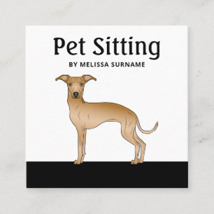 Fawn Italian Greyhound Dog - Pet Sitting Services Square Business Card