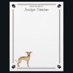 Fawn Italian Greyhound With Paws And Custom Text Letterhead<br><div class="desc">An original Destei design highlighting the Italian Greyhound breed. Perfect for dog lovers or anyone looking to celebrate this beloved sighthound in style.</div>