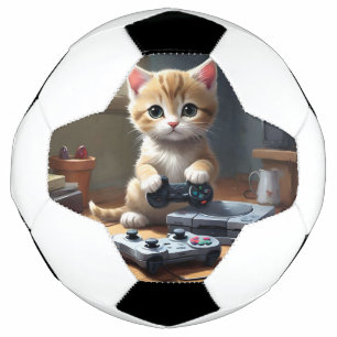 Fawn Kitten Playing Video Games, Soccer Ball