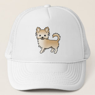 Fawn Long Coat Chihuahua Cute Cartoon Dog Trucker Hat