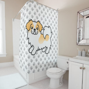 Fawn Parti-Colour Tibetan Spaniel Cute Cartoon Dog