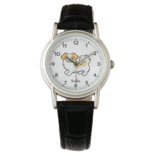 Fawn Parti-Colour Tibetan Spaniel Cute Dog & Name Watch