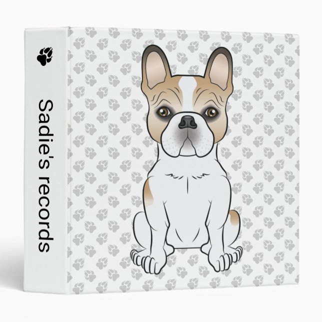 Fawn Piebald French Bulldog / Frenchie Dog & Text Binder (Front/Spine)