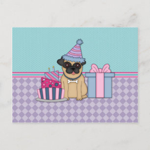 Fawn Pug Blank Birthday Invitations (4)