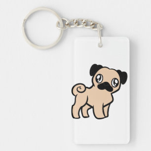 fawn pug cartoon keychain