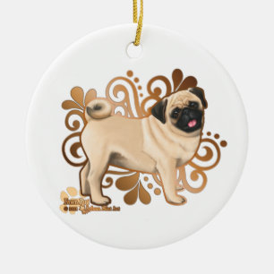 Fawn Pug Ceramic Ornament