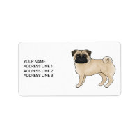 Fawn Pug Cute Cartoon Dog Design With Custom Text