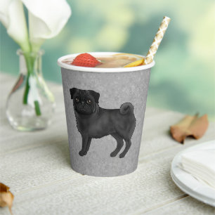 Fawn Pug Dog Canine Cute Cartoon Illustration Blue Paper Cups