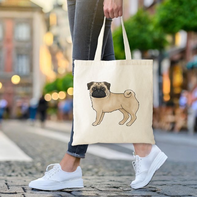 Fawn Pug Dog Mops Design For Pug Owner Or Lover Tote Bag (Please note: This image is a digital mockup. The product may not be in scale.)