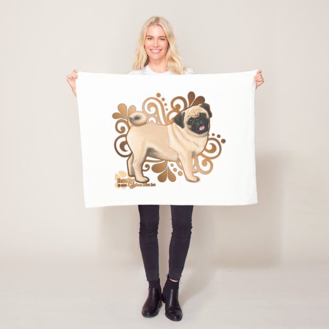 Fawn Pug Fleece Blanket (In Situ)