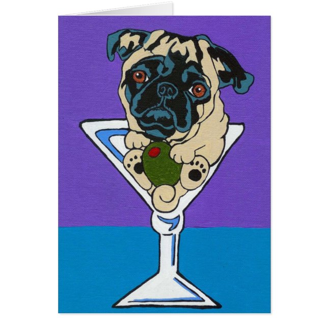 Fawn Pug Martini Card (Front)