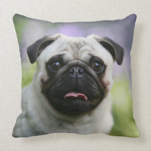 Fawn Pug on Alert Throw Pillow