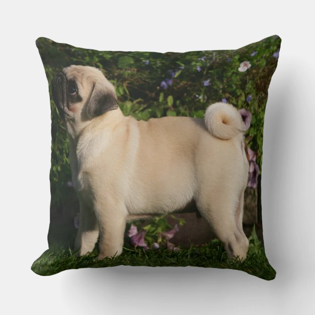 Fawn Pug Profile Throw Pillow (Front)