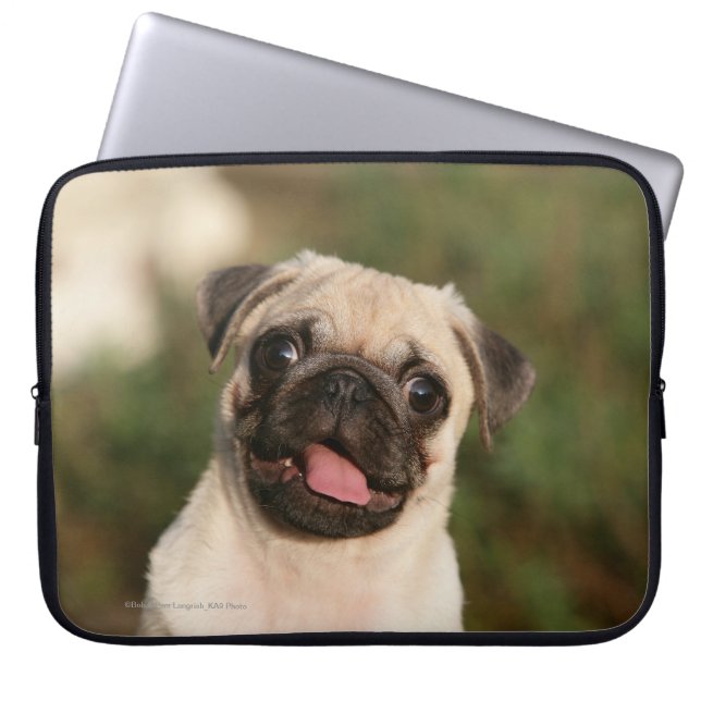 Fawn Pug Puppy Panting Laptop Sleeve (Front)