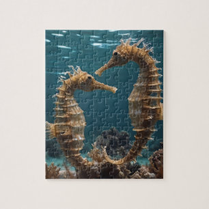 Fawn Romantic Seahorses Under The Ocean, Jigsaw Puzzle