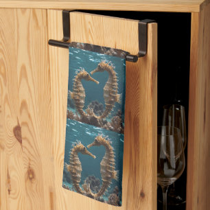 Fawn Romantic Seahorses Under The Ocean, Kitchen Towel