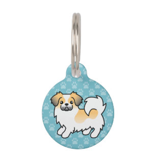 Fawn Sable Parti-colour Tibetan Spaniel Cartoon Do Pet Tag