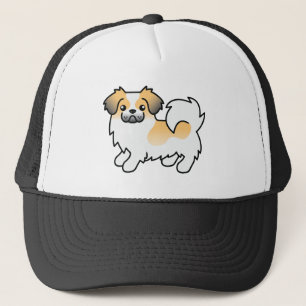 Fawn Sable Parti-Colour Tibetan Spaniel Cartoon Do Trucker Hat