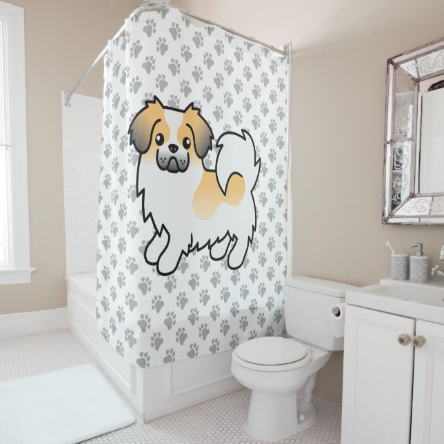 Fawn Sable Parti-Colour Tibetan Spaniel Cute Dog (In Situ)