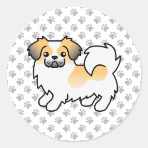 Fawn Sable Parti-Colour Tibetan Spaniel Cute Dog Classic Round Sticker