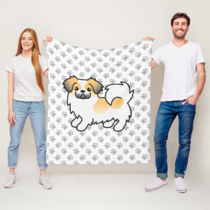 Fawn Sable Parti-Colour Tibetan Spaniel Dog & Paws Fleece Blanket