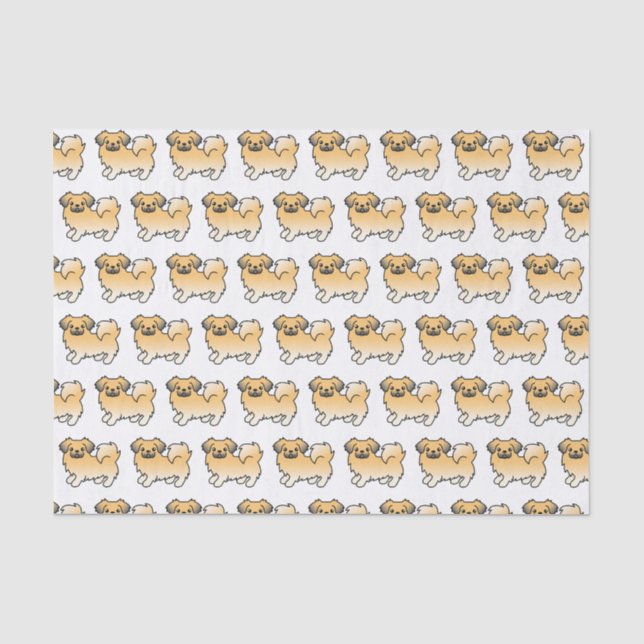 Fawn Sable Tibetan Spaniel Cartoon Dog Pattern Tissue Paper (Front)