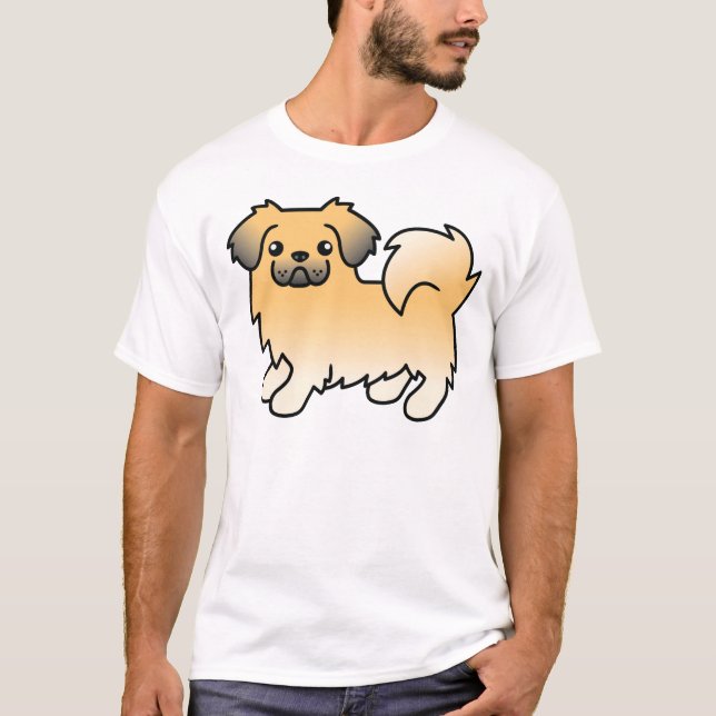 Fawn Sable Tibetan Spaniel Cute Cartoon Dog T-Shirt (Front)