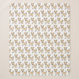 Fawn Smooth Coat Chihuahua Cartoon Dog Pattern Sherpa Blanket