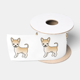 Fawn Smooth Coat Chihuahua Cute Cartoon Dog Satin Ribbon